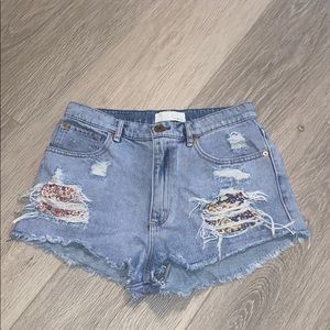 Distressed high waisted  jean shorts